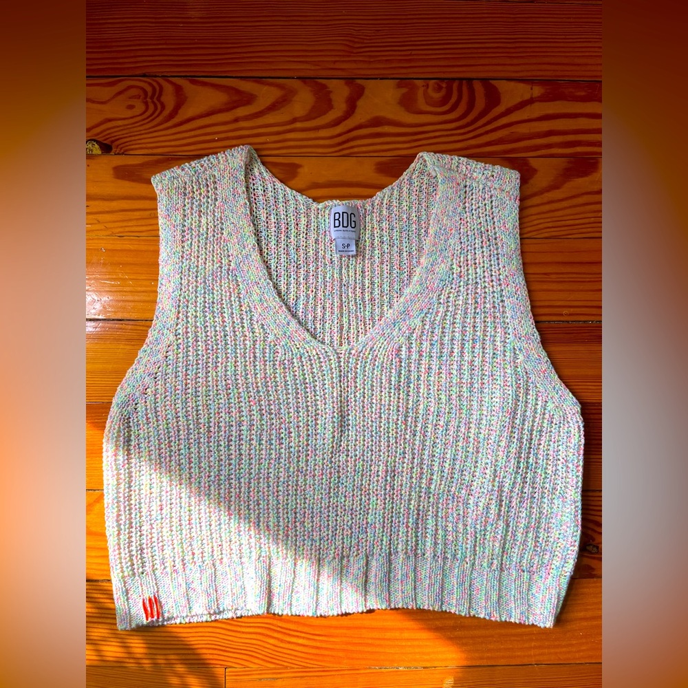 BDG Neon Knit Cropped Sweater Tank Size Small